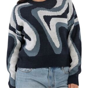 Navy and White Women's Sweater